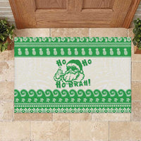 Green Mele Kalikimaka Hawaii Rubber Doormat Funny Ho Ho Ho Santa Shaka - Polynesian Pride