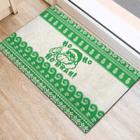 Green Mele Kalikimaka Hawaii Rubber Doormat Funny Ho Ho Ho Santa Shaka - Polynesian Pride