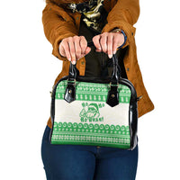 Green Mele Kalikimaka Hawaii Shoulder Handbag Funny Ho Ho Ho Santa Shaka - Polynesian Pride