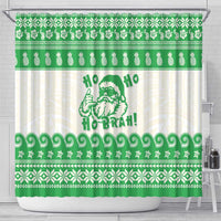 Green Mele Kalikimaka Hawaii Shower Curtain Funny Ho Ho Ho Santa Shaka - Polynesian Pride