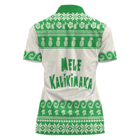 Green Mele Kalikimaka Hawaii Women Polo Shirt Funny Ho Ho Ho Santa Shaka LT14 - Polynesian Pride