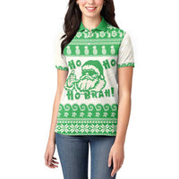 Green Mele Kalikimaka Hawaii Women Polo Shirt Funny Ho Ho Ho Santa Shaka - Polynesian Pride