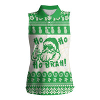 Green Mele Kalikimaka Hawaii Women Sleeveless Polo Shirt Funny Ho Ho Ho Santa Shaka - Polynesian Pride