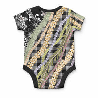 Black Palaka Hawaii Leis Baby Onesie Hawaiian-plaid Elegant Tropical Vibes