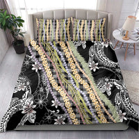 Black Palaka Hawaii Leis Bedding Set Hawaiian-plaid Elegant Tropical Vibes - Polynesian Pride