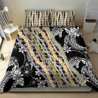Black Palaka Hawaii Leis Bedding Set Hawaiian-plaid Elegant Tropical Vibes - Polynesian Pride