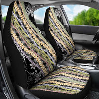 Black Palaka Hawaii Leis Car Seat Cover Hawaiian-plaid Elegant Tropical Vibes - Polynesian Pride