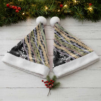 Black Palaka Hawaii Leis Christmas Santa Hat Hawaiian-plaid Elegant Tropical Vibes - Polynesian Pride