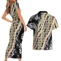 Black Palaka Hawaii Leis Couples Matching Short Sleeve Bodycon Dress and Hawaiian Shirt Hawaiian-plaid Elegant Tropical Vibes LT14 - Polynesian Pride