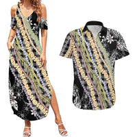 Black Palaka Hawaii Leis Couples Matching Summer Maxi Dress and Hawaiian Shirt Hawaiian-plaid Elegant Tropical Vibes - Polynesian Pride