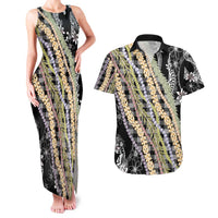 Black Palaka Hawaii Leis Couples Matching Tank Maxi Dress and Hawaiian Shirt Hawaiian-plaid Elegant Tropical Vibes - Polynesian Pride