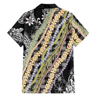 Black Palaka Hawaii Leis Family Matching Long Sleeve Bodycon Dress and Hawaiian Shirt Hawaiian-plaid Elegant Tropical Vibes LT14 - Polynesian Pride