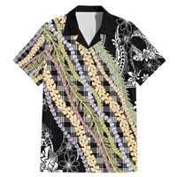 Black Palaka Hawaii Leis Family Matching Mermaid Dress and Hawaiian Shirt Hawaiian-plaid Elegant Tropical Vibes LT14 Dad's Shirt - Short Sleeve Black - Polynesian Pride