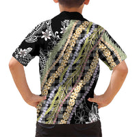 Black Palaka Hawaii Leis Family Matching Off Shoulder Maxi Dress and Hawaiian Shirt Hawaiian-plaid Elegant Tropical Vibes LT14 - Polynesian Pride