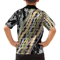 Black Palaka Hawaii Leis Family Matching Puletasi and Hawaiian Shirt Hawaiian-plaid Elegant Tropical Vibes LT14 - Polynesian Pride