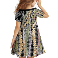 Black Palaka Hawaii Leis Family Matching Puletasi and Hawaiian Shirt Hawaiian-plaid Elegant Tropical Vibes LT14 - Polynesian Pride