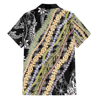 Black Palaka Hawaii Leis Family Matching Short Sleeve Bodycon Dress and Hawaiian Shirt Hawaiian-plaid Elegant Tropical Vibes LT14 - Polynesian Pride