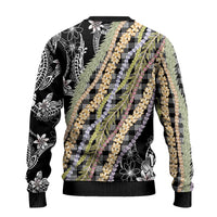 Black Palaka Hawaii Leis Ugly Christmas Sweater Hawaiian-plaid Elegant Tropical Vibes - Polynesian Pride