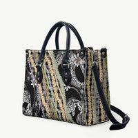 Black Palaka Hawaii Leis Leather Bag Hawaiian-plaid Elegant Tropical Vibes - Polynesian Pride