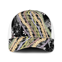 Black Palaka Hawaii Leis Mesh Trucker Cap Hawaiian-plaid Elegant Tropical Vibes - Polynesian Pride