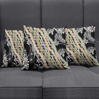 Black Palaka Hawaii Leis Pillow Cover Hawaiian-plaid Elegant Tropical Vibes - Polynesian Pride