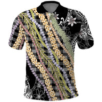 Black Palaka Hawaii Leis Polo Shirt Hawaiian-plaid Elegant Tropical Vibes - Polynesian Pride