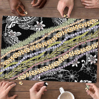 Black Palaka Hawaii Leis Puzzle Hawaiian-plaid Elegant Tropical Vibes - Polynesian Pride