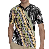 Black Palaka Hawaii Leis Rugby Jersey Hawaiian-plaid Elegant Tropical Vibes - Polynesian Pride