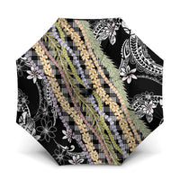 Black Palaka Hawaii Leis Umbrella Hawaiian-plaid Elegant Tropical Vibes - Polynesian Pride