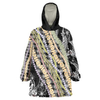 Black Palaka Hawaii Leis Wearable Blanket Hoodie Hawaiian-plaid Elegant Tropical Vibes - Polynesian Pride