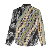 Black Palaka Hawaii Leis Women Casual Shirt Hawaiian-plaid Elegant Tropical Vibes - Polynesian Pride