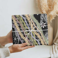 Black Palaka Hawaii Leis Wrapping Paper Hawaiian-plaid Elegant Tropical Vibes - Polynesian Pride