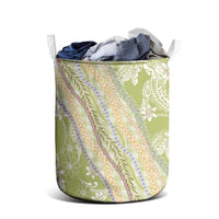 Green Palaka Hawaii Leis Laundry Basket Hawaiian-plaid Elegant Tropical Vibes - Polynesian Pride