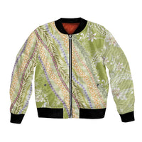 Green Palaka Hawaii Leis Bomber Jacket Hawaiian-plaid Elegant Tropical Vibes - Polynesian Pride
