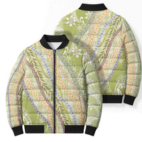 Green Palaka Hawaii Leis Bomber Puffer Jacket Hawaiian-plaid Elegant Tropical Vibes - Polynesian Pride