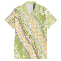 Green Palaka Hawaii Leis Family Matching Long Sleeve Bodycon Dress and Hawaiian Shirt Hawaiian-plaid Elegant Tropical Vibes LT14 Dad's Shirt - Short Sleeve Green - Polynesian Pride