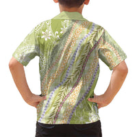 Green Palaka Hawaii Leis Family Matching Off The Shoulder Long Sleeve Dress and Hawaiian Shirt Hawaiian-plaid Elegant Tropical Vibes LT14 - Polynesian Pride