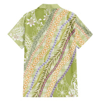 Green Palaka Hawaii Leis Family Matching Off Shoulder Maxi Dress and Hawaiian Shirt Hawaiian-plaid Elegant Tropical Vibes LT14 - Polynesian Pride