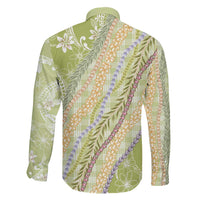 Green Palaka Hawaii Leis Family Matching Off Shoulder Maxi Dress and Hawaiian Shirt Hawaiian-plaid Elegant Tropical Vibes LT14 - Polynesian Pride