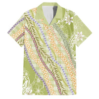 Green Palaka Hawaii Leis Family Matching Off Shoulder Short Dress and Hawaiian Shirt Hawaiian-plaid Elegant Tropical Vibes LT14 Dad's Shirt - Short Sleeve Green - Polynesian Pride