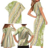 Green Palaka Hawaii Leis Family Matching Short Sleeve Bodycon Dress and Hawaiian Shirt Hawaiian-plaid Elegant Tropical Vibes LT14 - Polynesian Pride