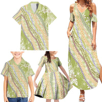 Green Palaka Hawaii Leis Family Matching Summer Maxi Dress and Hawaiian Shirt Hawaiian-plaid Elegant Tropical Vibes - Polynesian Pride