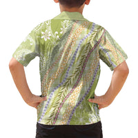 Green Palaka Hawaii Leis Family Matching Tank Maxi Dress and Hawaiian Shirt Hawaiian-plaid Elegant Tropical Vibes - Polynesian Pride