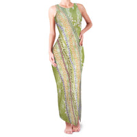 Green Palaka Hawaii Leis Family Matching Tank Maxi Dress and Hawaiian Shirt Hawaiian-plaid Elegant Tropical Vibes LT14 Mom's Dress Green - Polynesian Pride