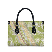 Green Palaka Hawaii Leis Leather Bag Hawaiian-plaid Elegant Tropical Vibes - Polynesian Pride