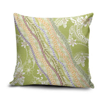 Green Palaka Hawaii Leis Pillow Cover Hawaiian-plaid Elegant Tropical Vibes - Polynesian Pride