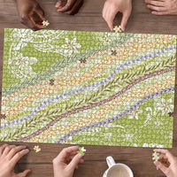 Green Palaka Hawaii Leis Puzzle Hawaiian-plaid Elegant Tropical Vibes - Polynesian Pride