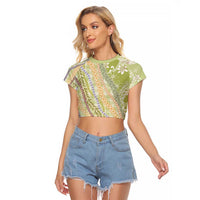 Green Palaka Hawaii Leis Raglan Cropped T Shirt Hawaiian-plaid Elegant Tropical Vibes - Polynesian Pride