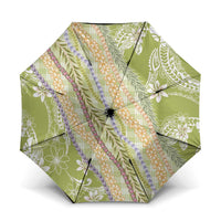 Green Palaka Hawaii Leis Umbrella Hawaiian-plaid Elegant Tropical Vibes - Polynesian Pride