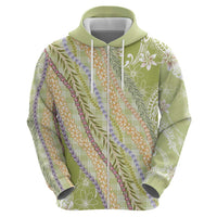Green Palaka Hawaii Leis Zip Hoodie Hawaiian-plaid Elegant Tropical Vibes - Polynesian Pride